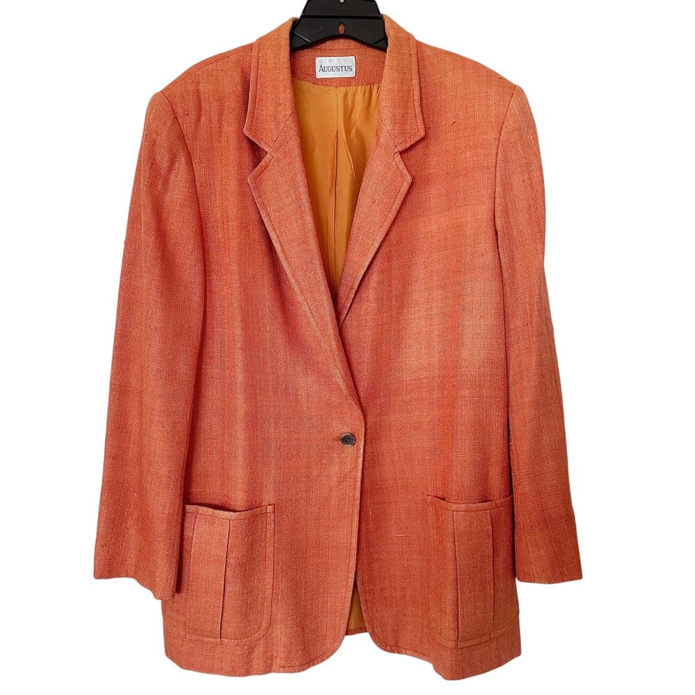 Vintage Women's Augustus Handwoven Blazer Orange Size 14